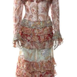 Zimmermann Multicolor Paisley Long Sleeve Silk Dress
